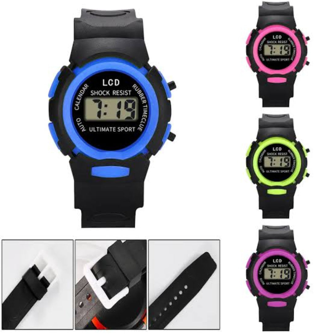 Digital Sports Wrist Watch For Kids Boys Girls Multicolor