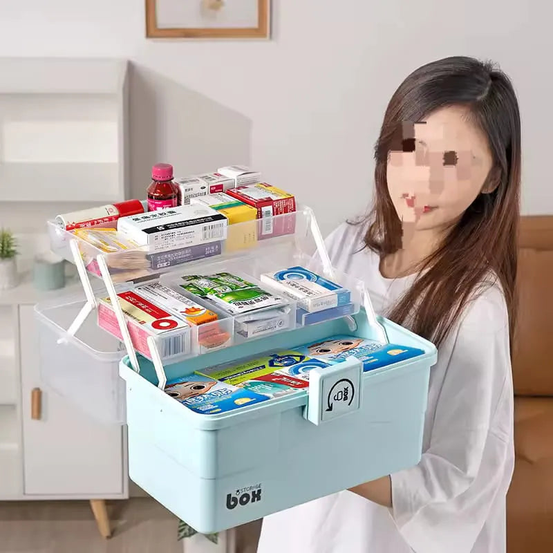 Large Capacity Multi-Layer Medicine Storage Box – Portable Family First Aid Organizer with Transparent Drawers (Random colour)