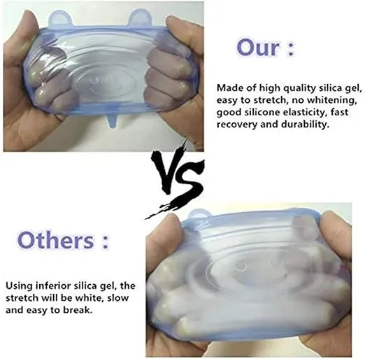 6 PCs Universal Silicone Cover Fresh Keeping Silicone Stretch Lids Caps For Food Pot Dish
