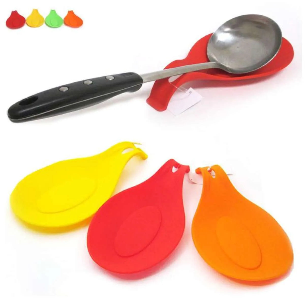 1Pcs Silicone Spoon Rest Heat Resistant Utensil Holder Cooking Tool Rest Pad Grade Silica Gel Spoon