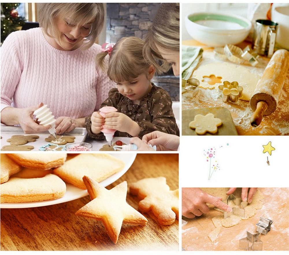 Cookies Pastry Fruit Cutters 12 Pcs Stainless Steel Cookie Cutter Heart Star Circle Flower Shaped Molds