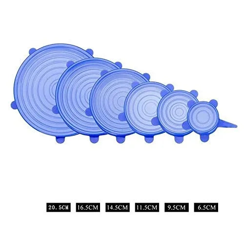 6 PCs Universal Silicone Cover Fresh Keeping Silicone Stretch Lids Caps For Food Pot Dish