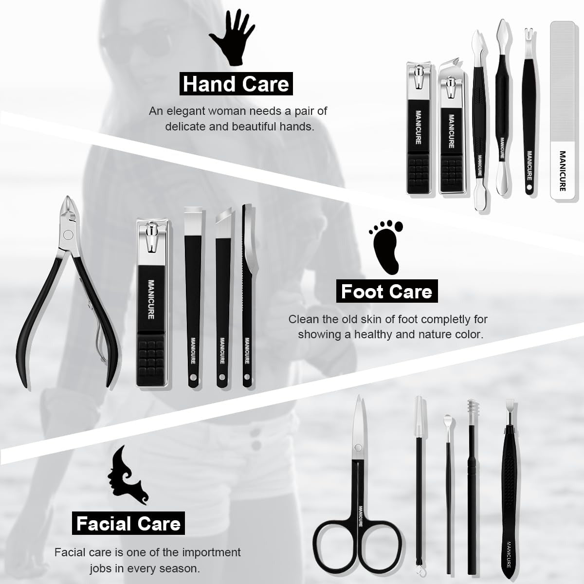 16 PCS Manicure &amp; Pedicure Set – Stainless Steel Grooming Kit/ 16 pcs manicure pedicure set