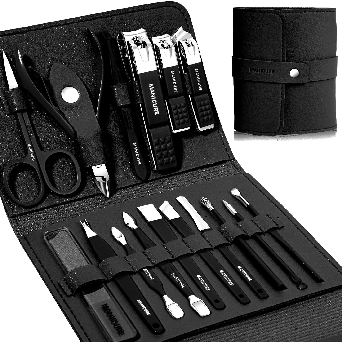 16 PCS Manicure &amp; Pedicure Set – Stainless Steel Grooming Kit/ 16 pcs manicure pedicure set