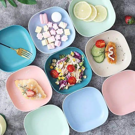 10 Pcs Plates with Stand | Multi-Function kitchen Plastic Plates Set for Snacks | Breakfast Dry Fruit Eco-Friendly Unbreakable
