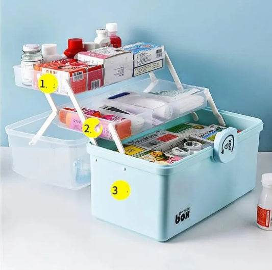 Large Capacity Multi-Layer Medicine Storage Box – Portable Family First Aid Organizer with Transparent Drawers (Random colour)